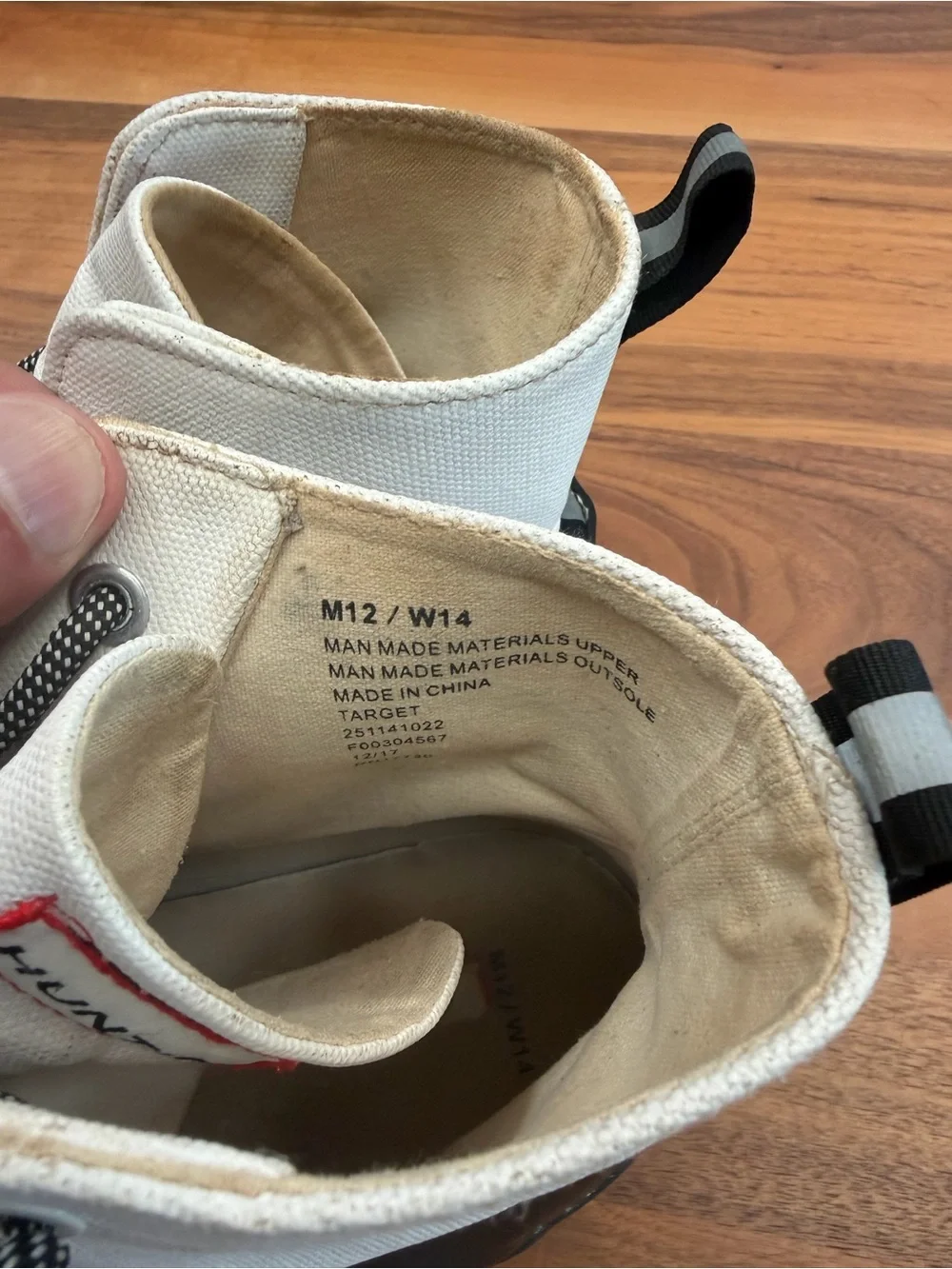 Hunter White and Black Men's High-Top Rain Boots